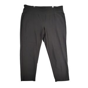EILEEN FISHER Black Crepe High Rise Tapered Crop Stretch Pull On Pants SIZE 1X